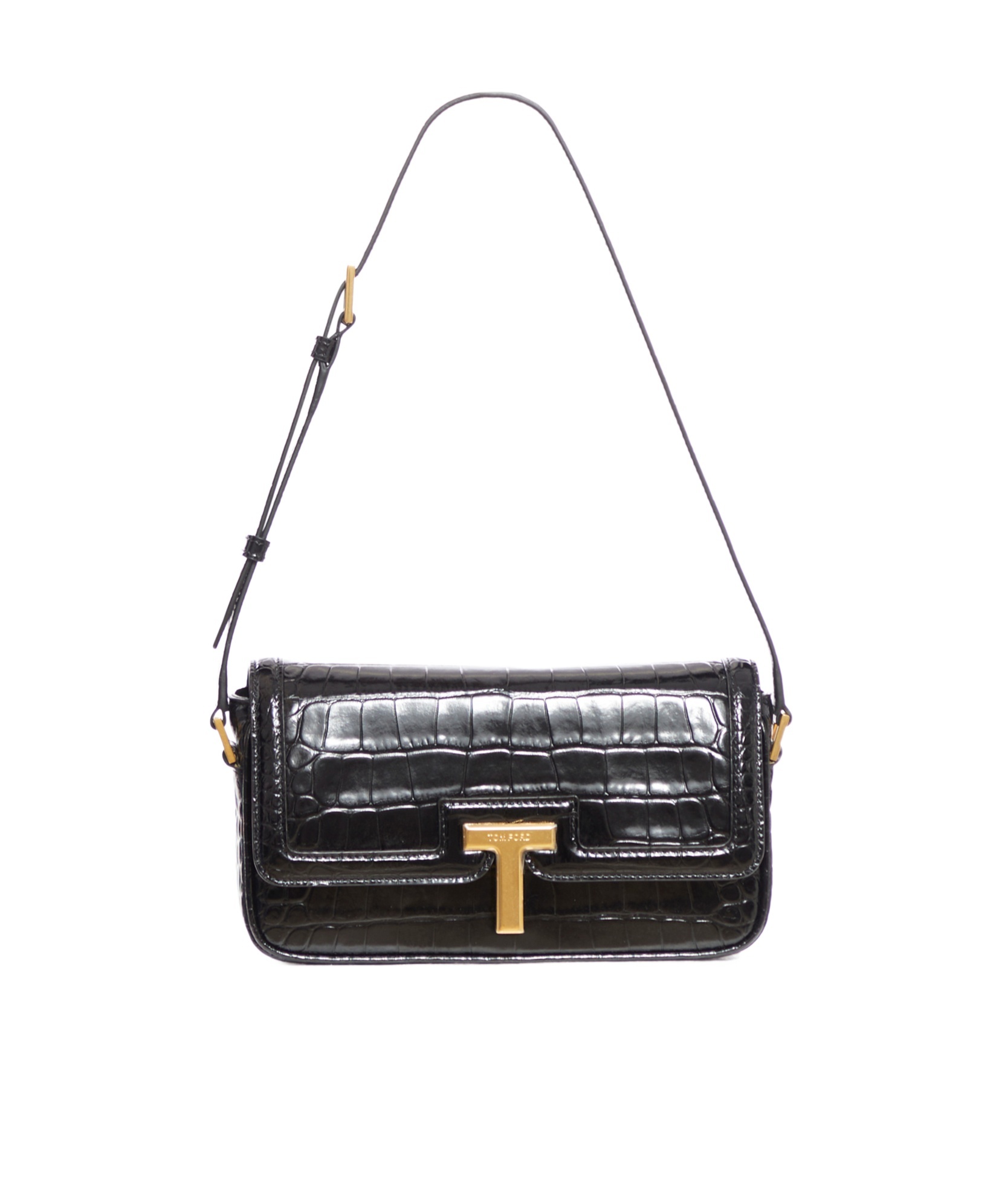 Tom Ford Mini Embossed Crocodile Leather Bag In Black