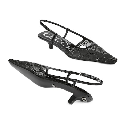 Gucci Women Pumps Slingback With Crystals In Black