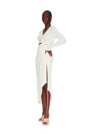 Shop Off-white Vi-crepe Draped Midi Dress In White