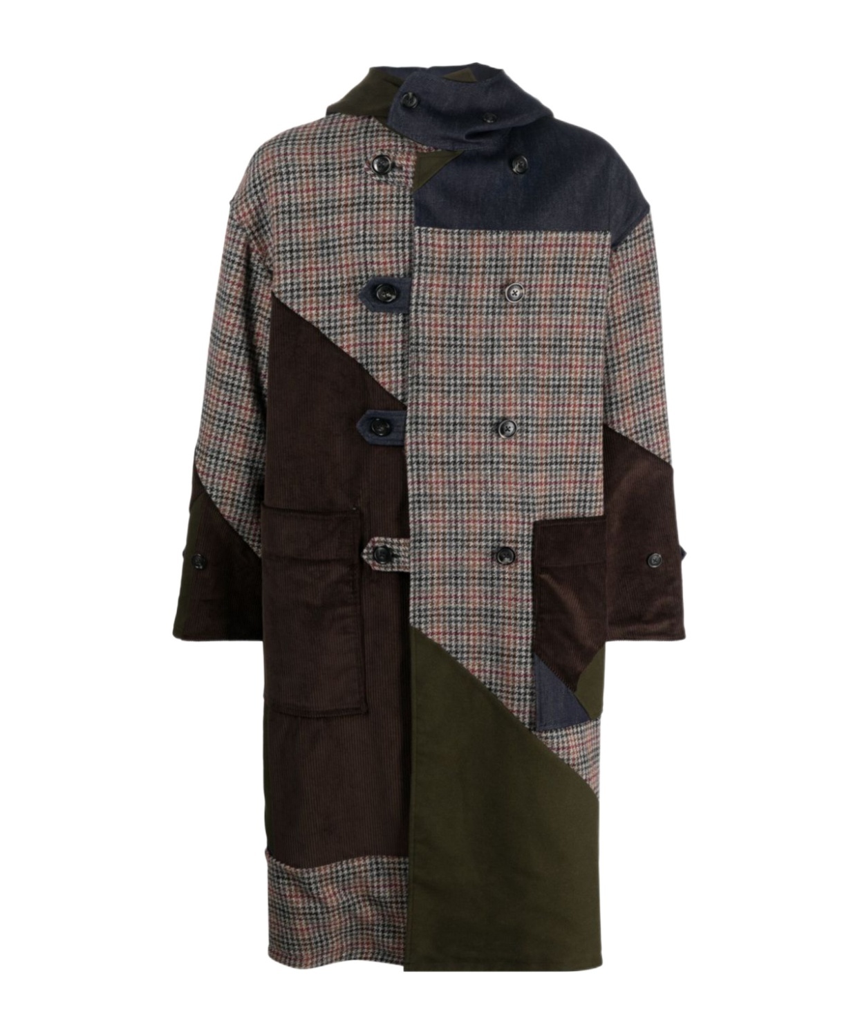 Baracuta Patchwork Wool Duffle Coat In Black