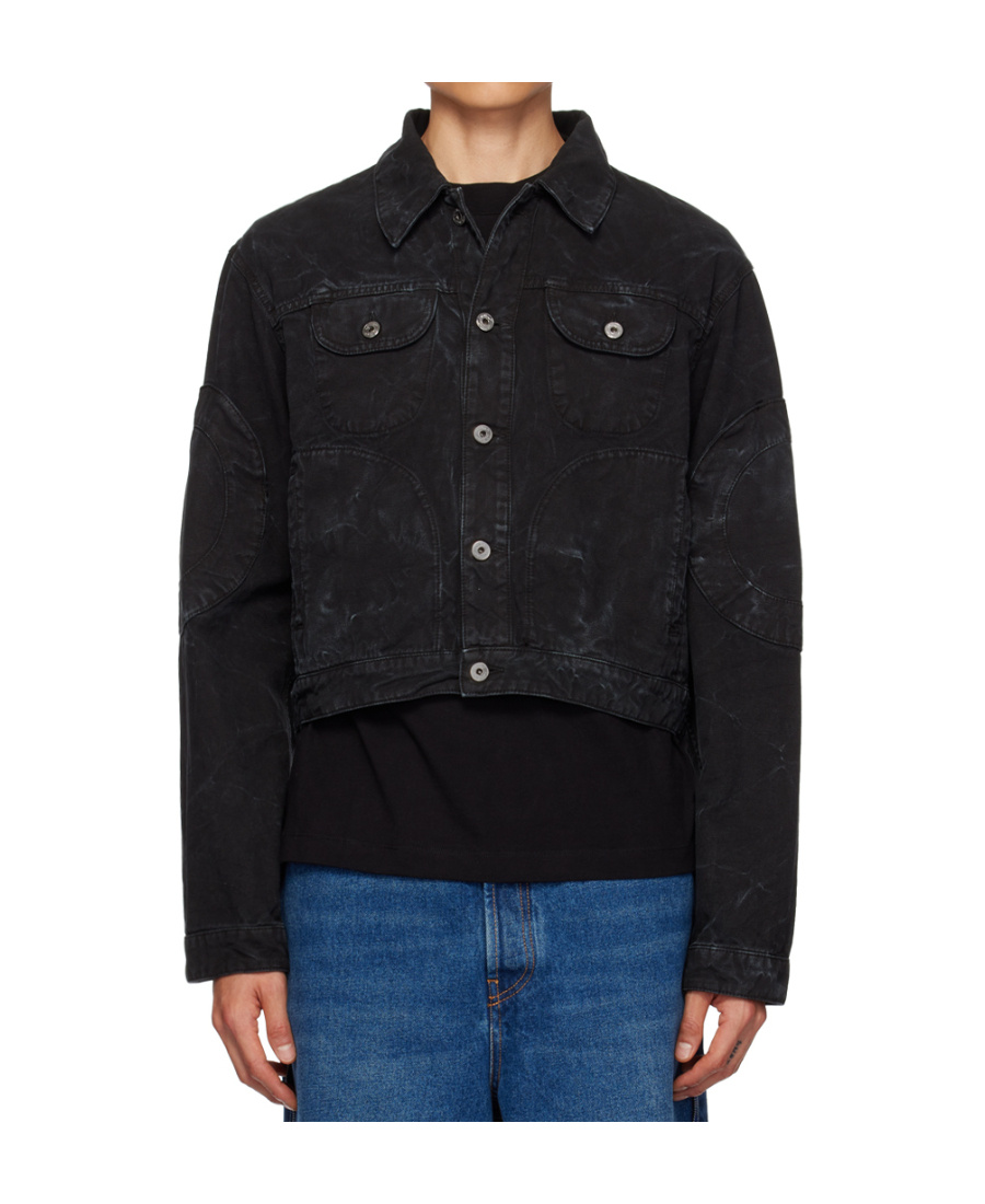 Off-white Printed Lapel Denim Jacket In Black