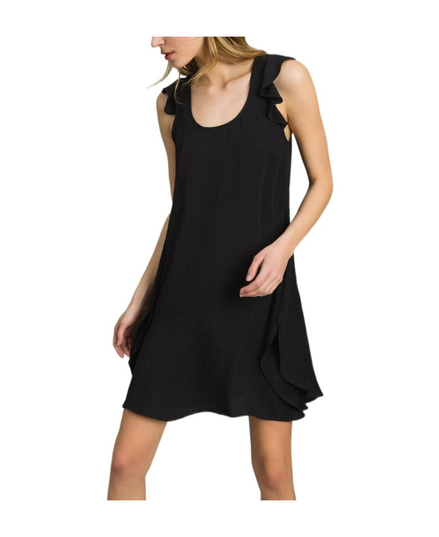 Twinset Lotus Leaf Edge Dress In Black
