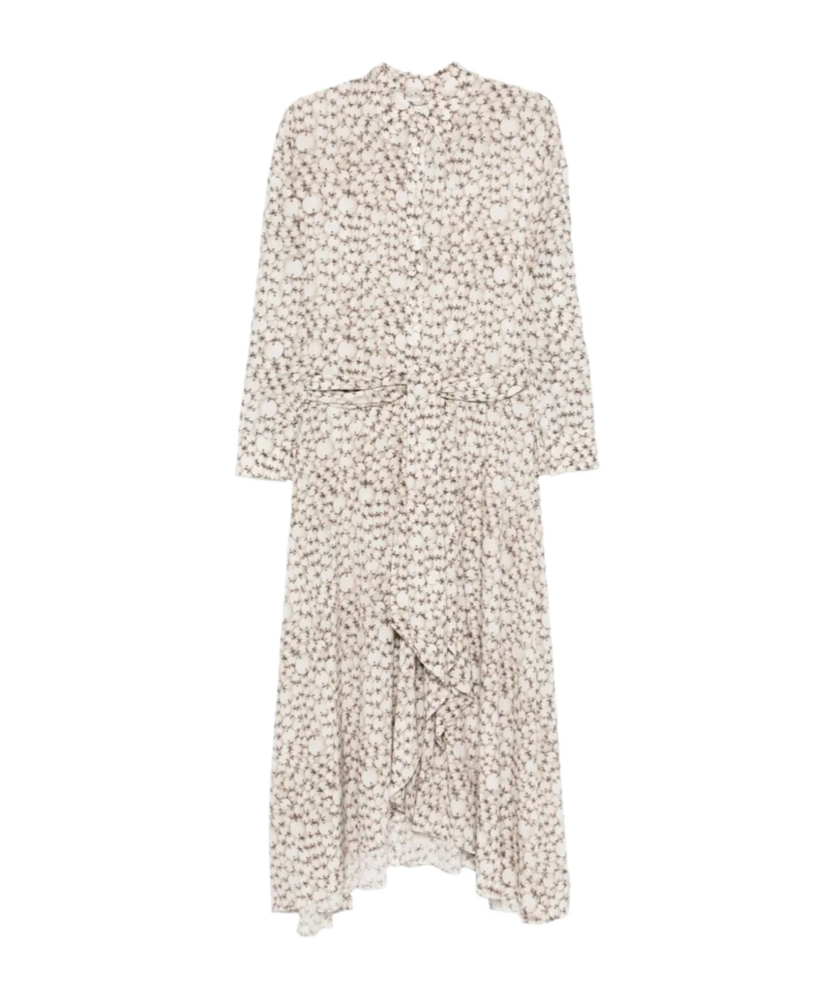 Isabel Marant Floral Long Sleeve Shirt Dress With Belt In Gray