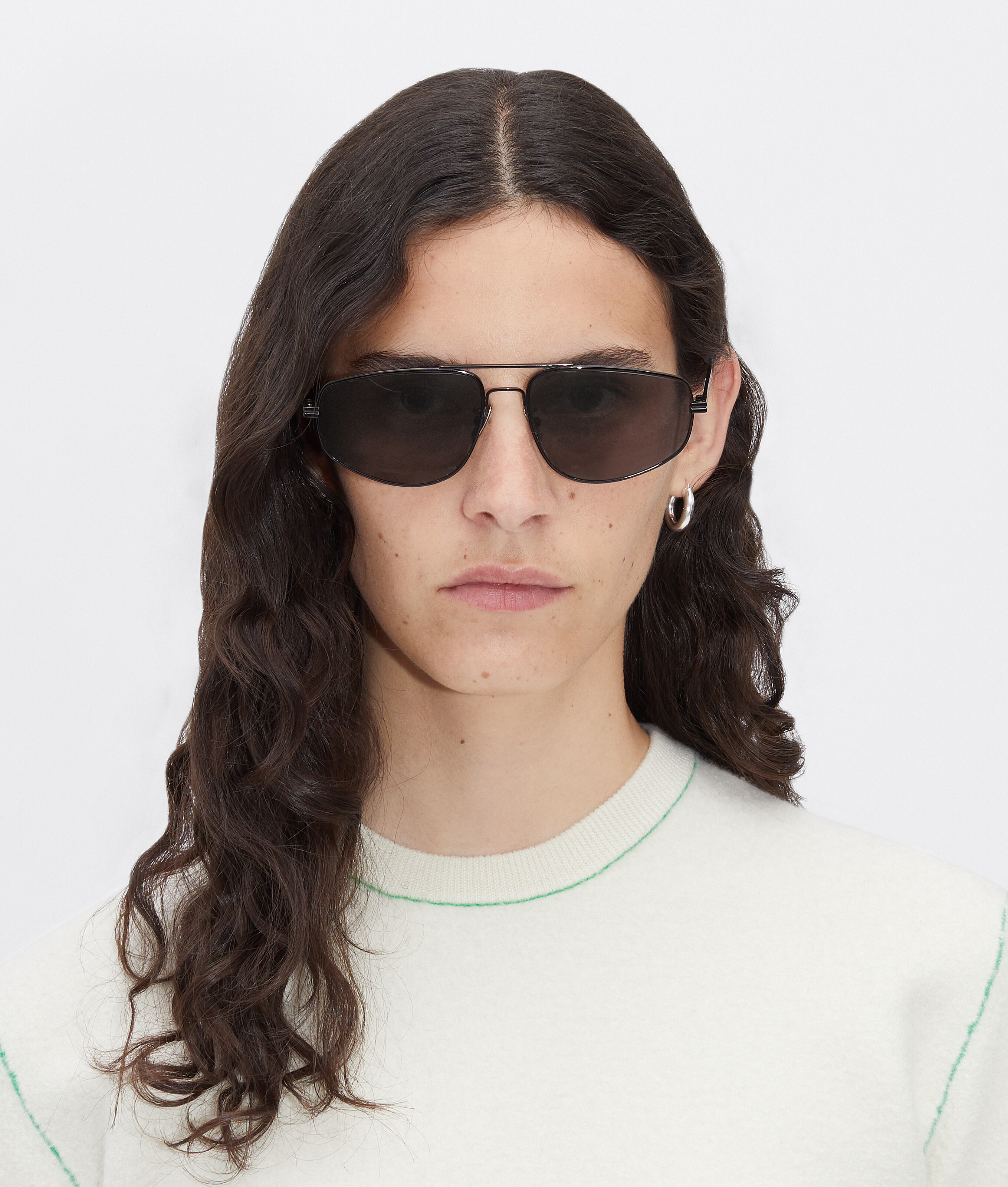 Bottega Veneta Slim Aviator Sunglasses In Black