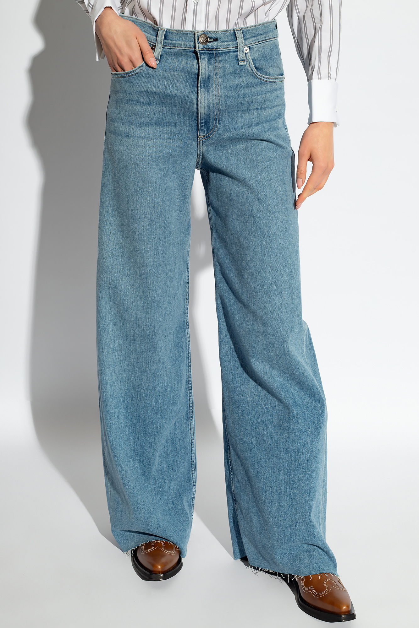 Rag & Bone Whitney Sophie High-rise Wide-leg Jeans In Blue