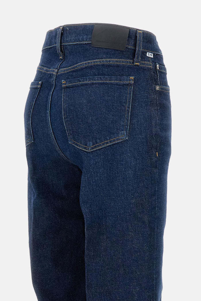 Citizen Of Humanity Lilah Flared-cuffs Straight-leg High-rise Stretch-regenerative-denim Blend Jeans In Blue