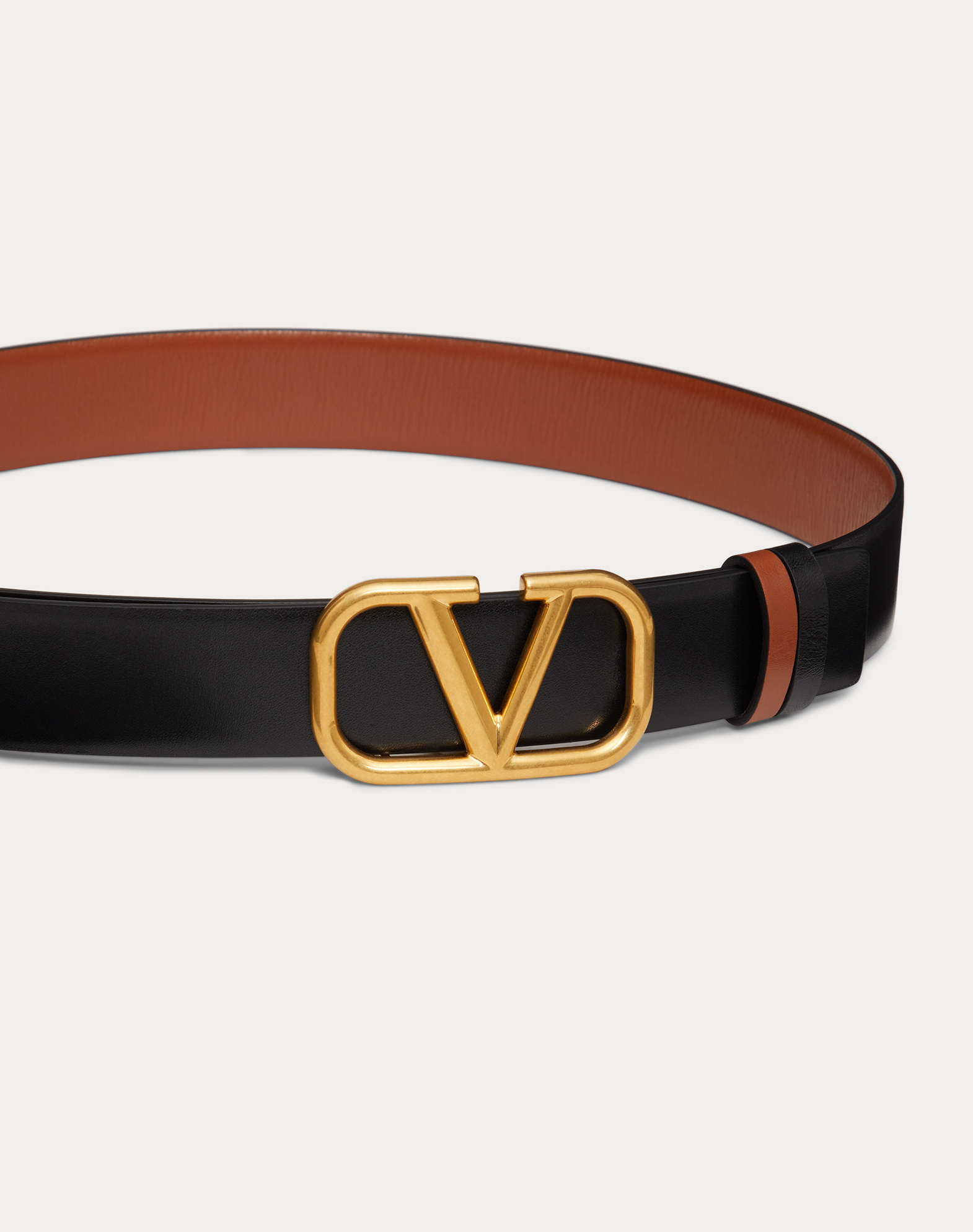 Valentino Vlogo Signature Leather Belt In Red