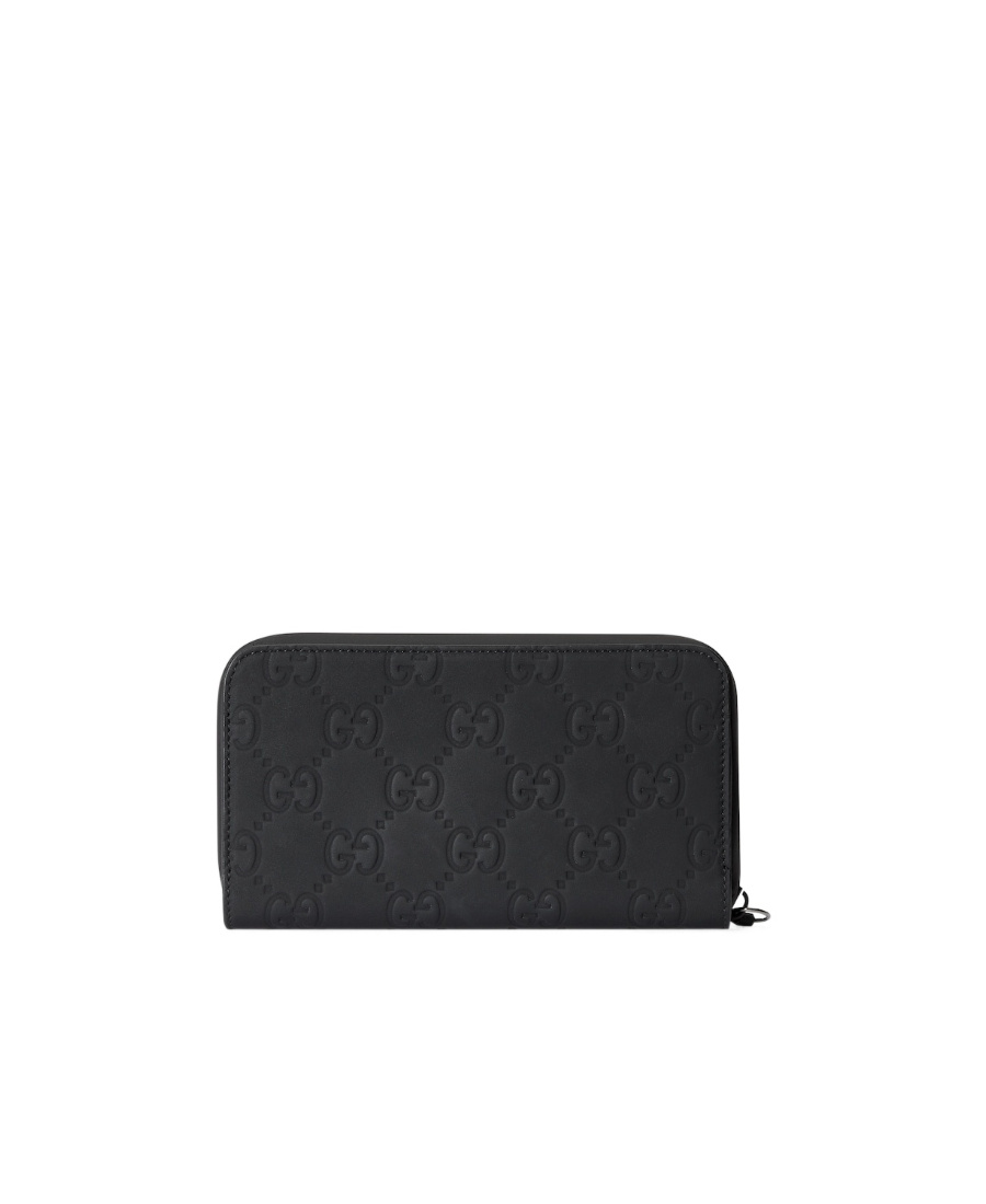 Gucci Gg Matte-finish Leather Wallet In Black