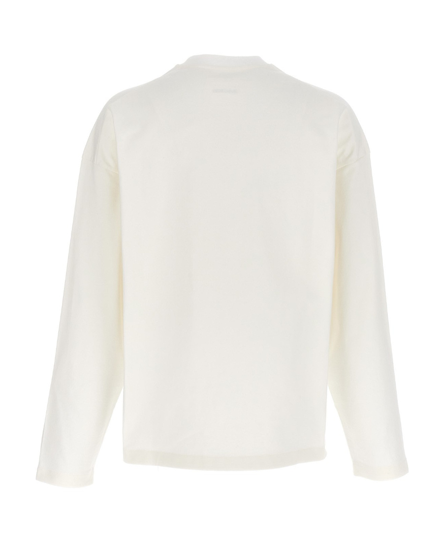 Jil Sander Men White Crewneck Sweatshirt With Contrasting Logo Print At The Front In Cotton Man In White