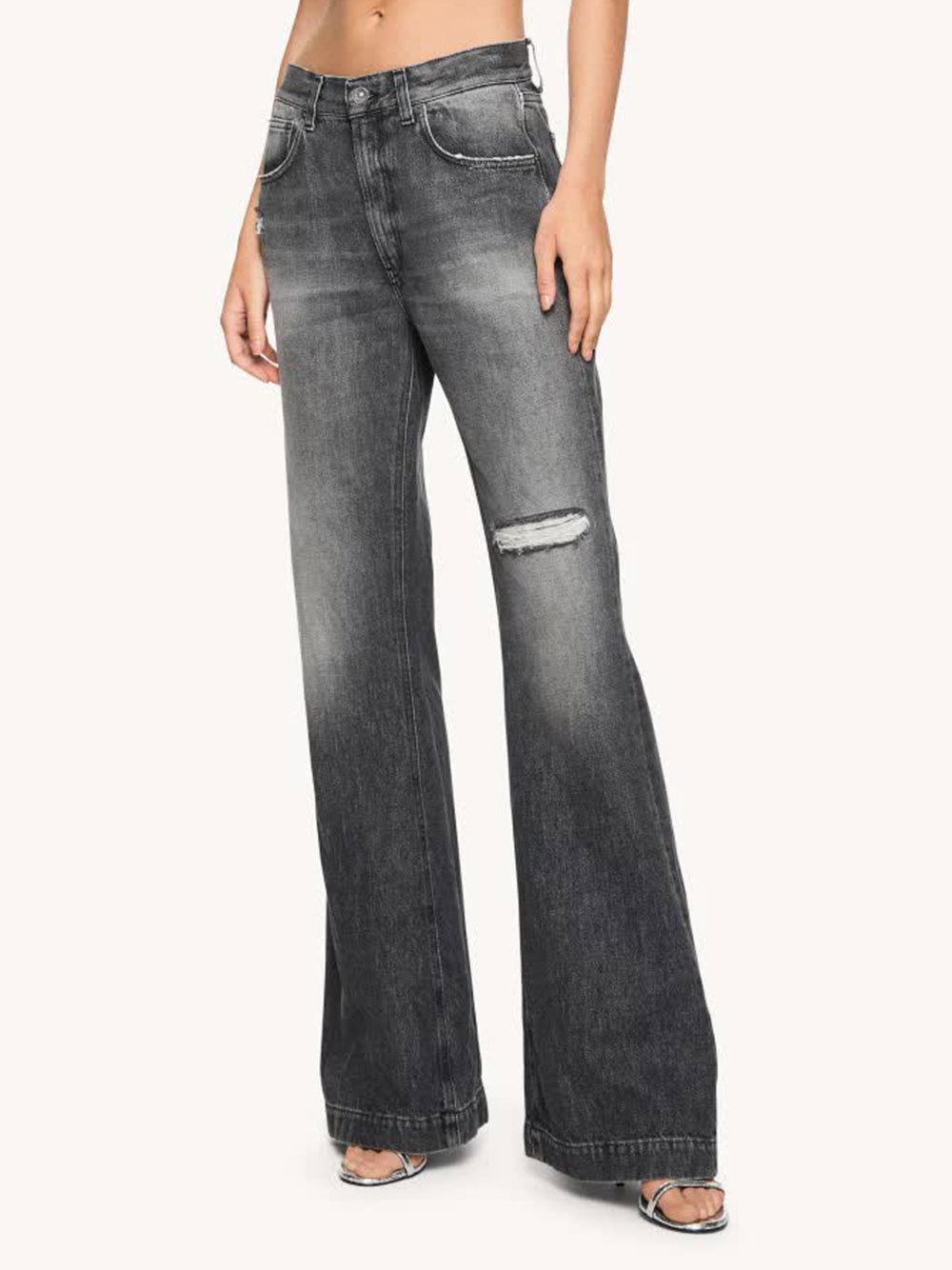 Dondup Olivia Distressed Five-pocket Trousers In Black