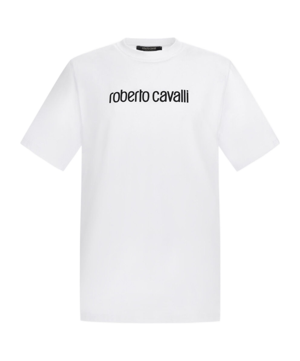 Roberto Cavalli Logo-print Cotton T-shirt In White