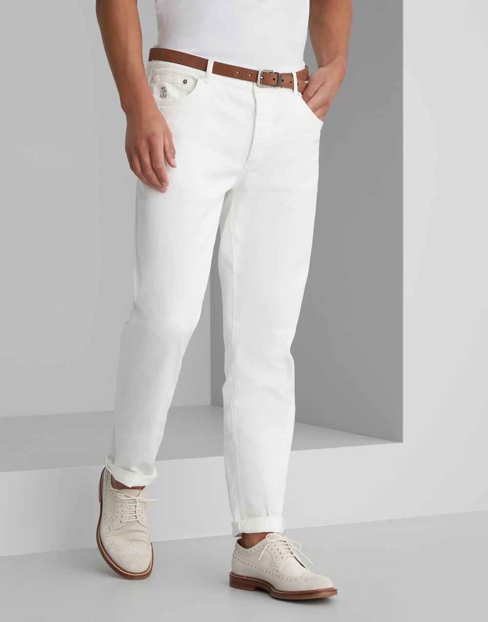BRUNELLO CUCINELLI BRUNELLO CUCINELLI LOGO PATCH STRAIGHT-LEG JEANS