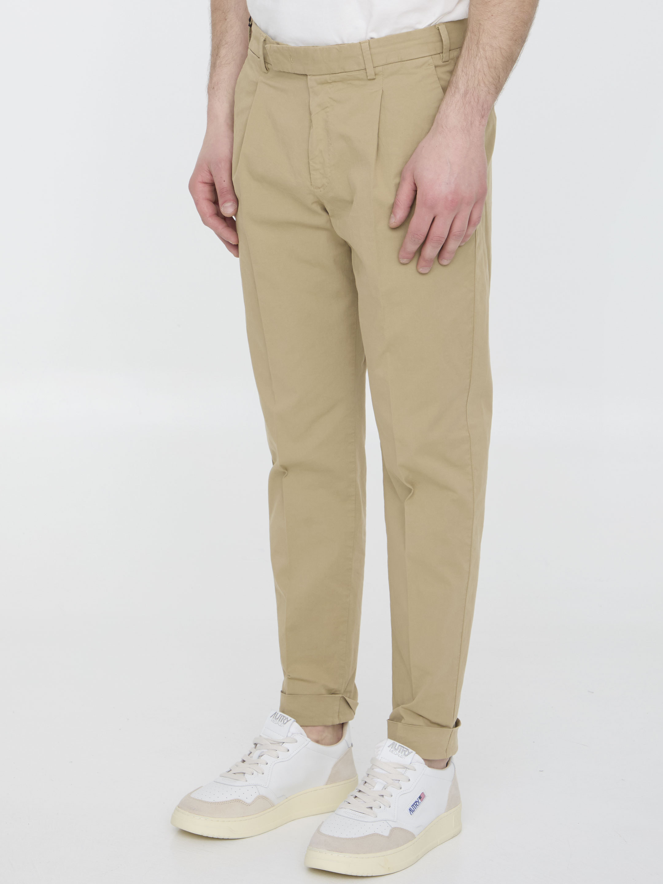 Pt Torino Beige Cotton Trousers In Brown