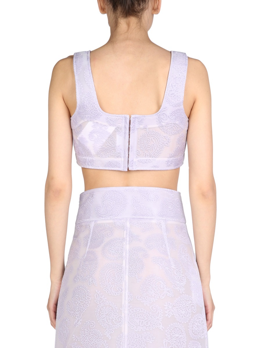 Shop Jil Sander Paisley Print Sleeveless Cropped Top In Nude