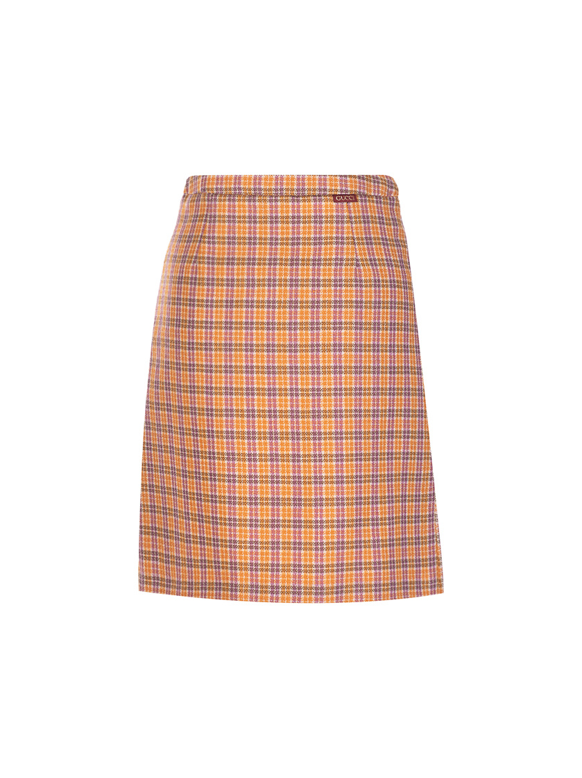 Gucci Check Pattern Skirt In Multicolor