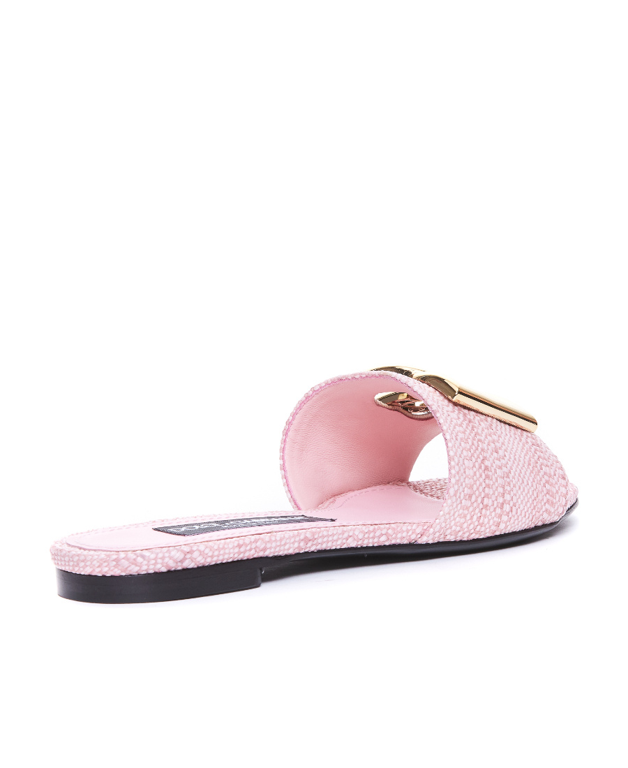 DOLCE & GABBANA DG-PLAQUE RAFFIA SLIPPERS 