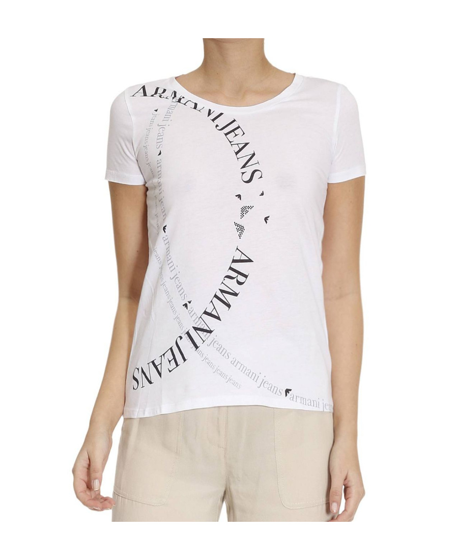 Shop Armani Jeans Logo Details T-shirt In White