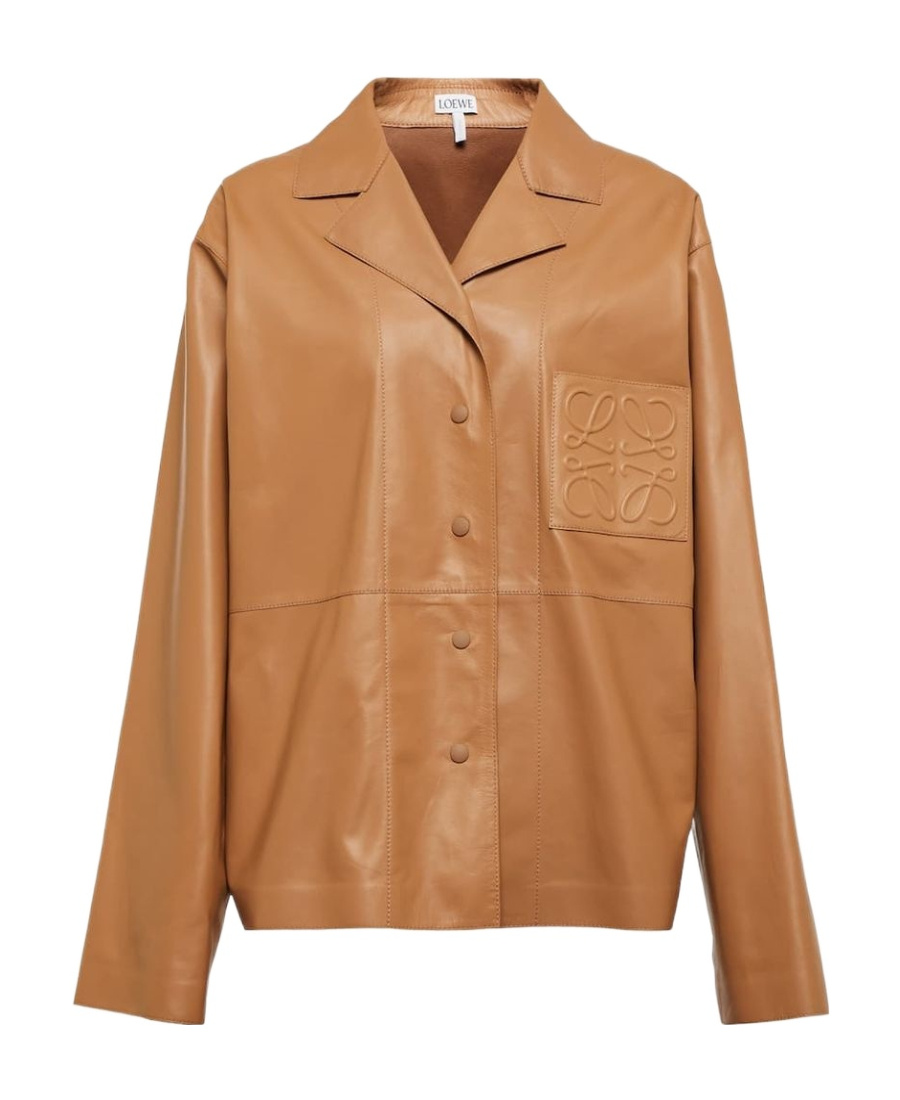 Loewe Pajama-style Blouse In Lambskin In Brown