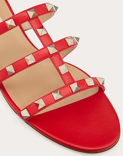 Valentino Rockstud Flat Sole Open Toe Sandals In Multicolor