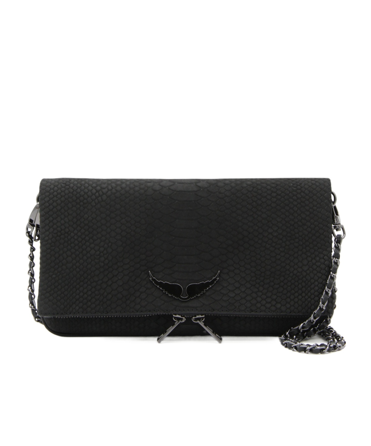 Shop Zadig & Voltaire Croc-embossed Crossbody Bag In Black