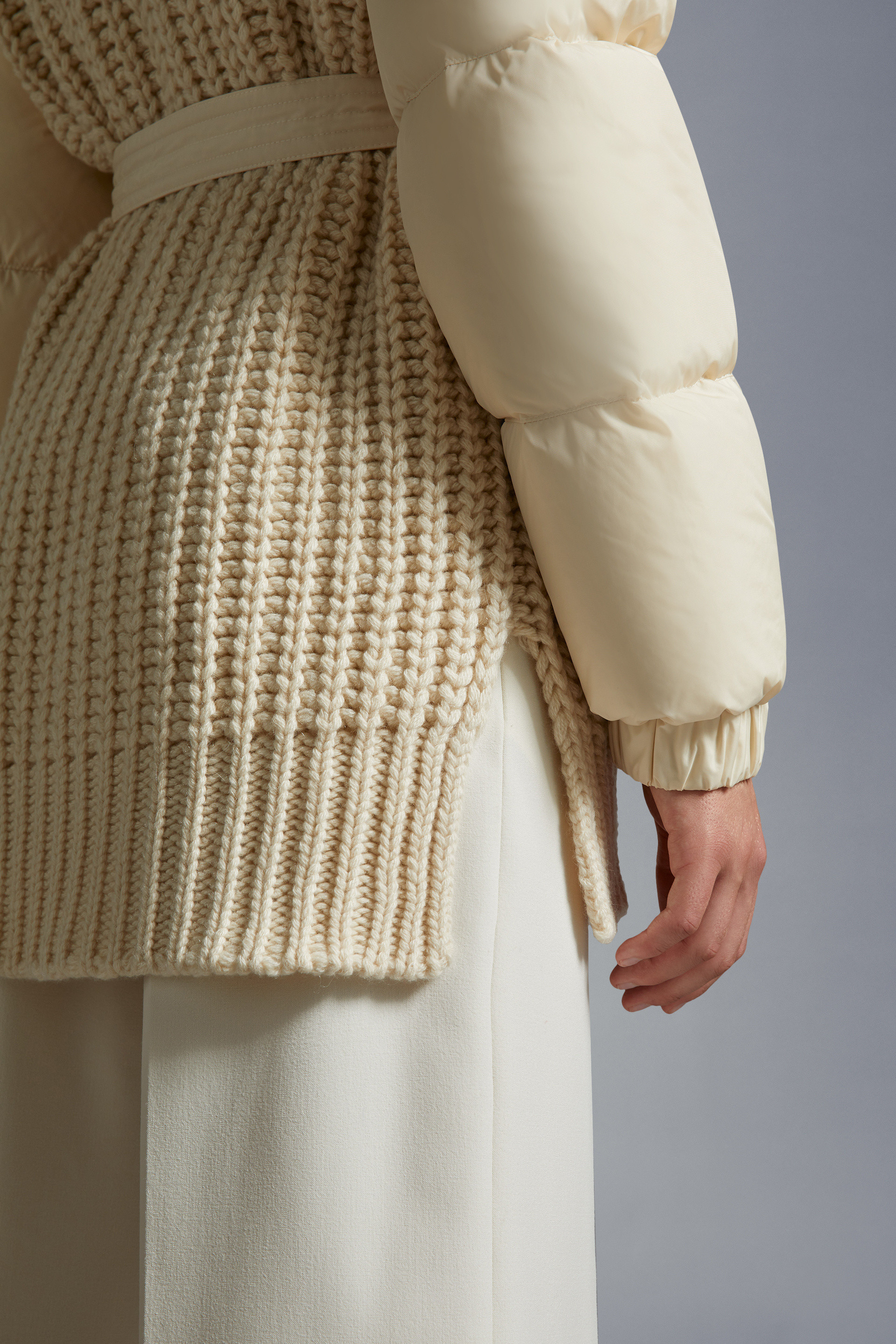 Moncler Panelled Padded Cashmere-wool Cardigan In White
