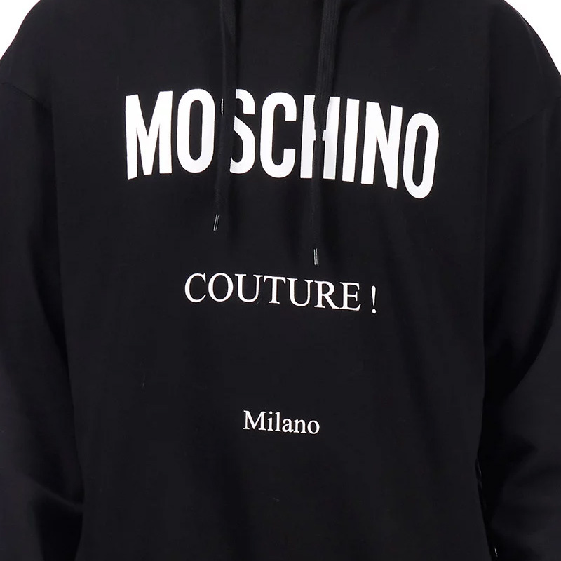 Moschino Man Sweatshirt Black Size 42 Organic Cotton In Black