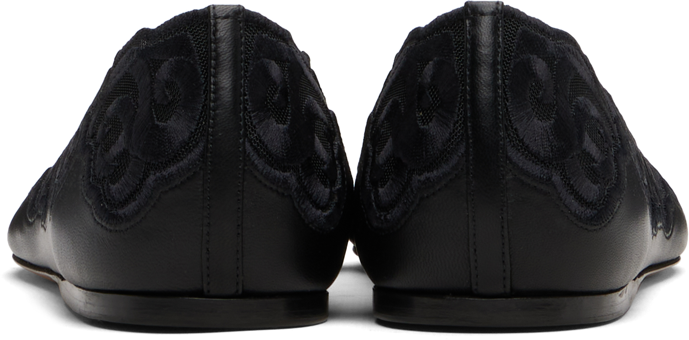 Gabriela Hearst Ziva Leather And Embroidered Tulle Point-toe Flats In Black