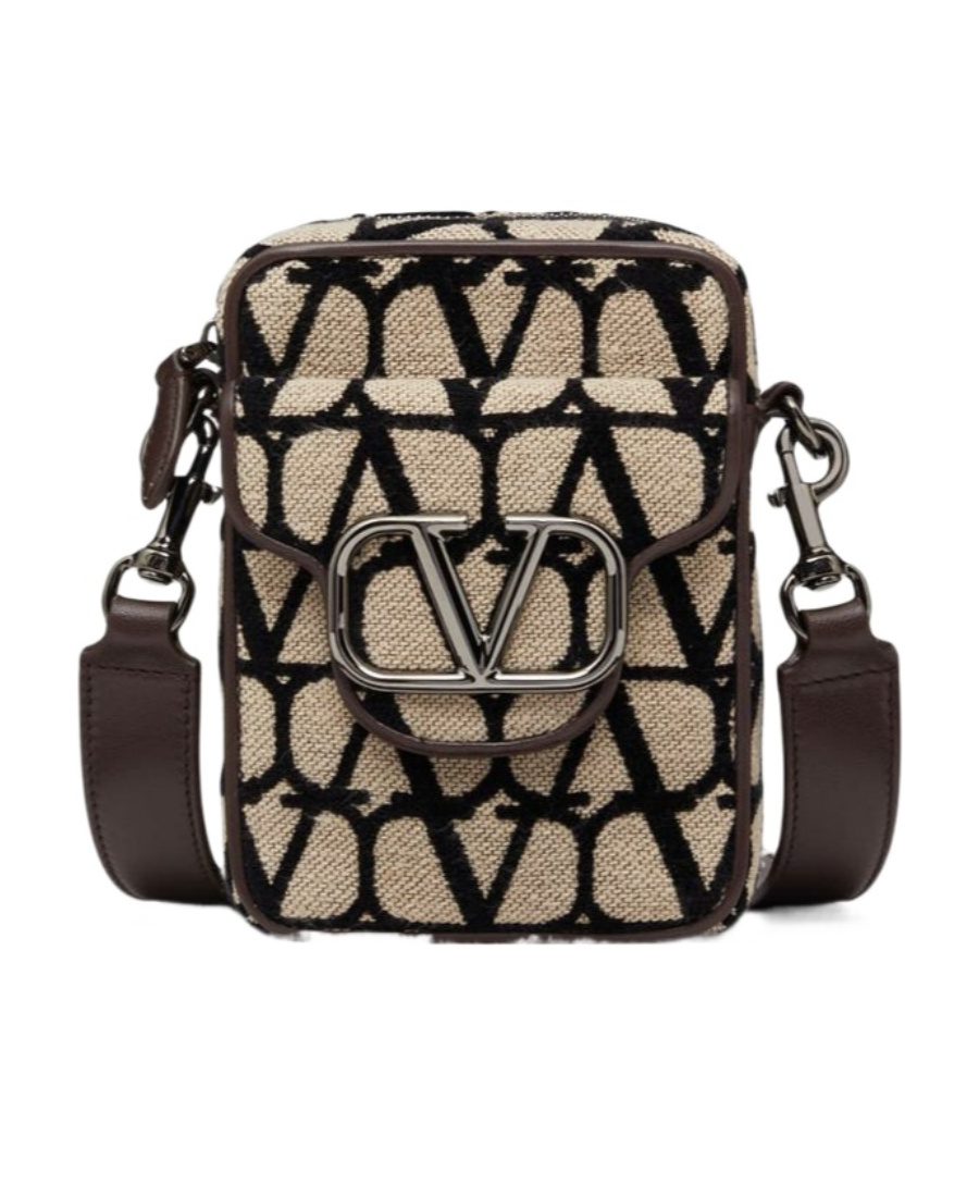 Valentino Toile Iconographe Vlogo Messenger Bag In Black