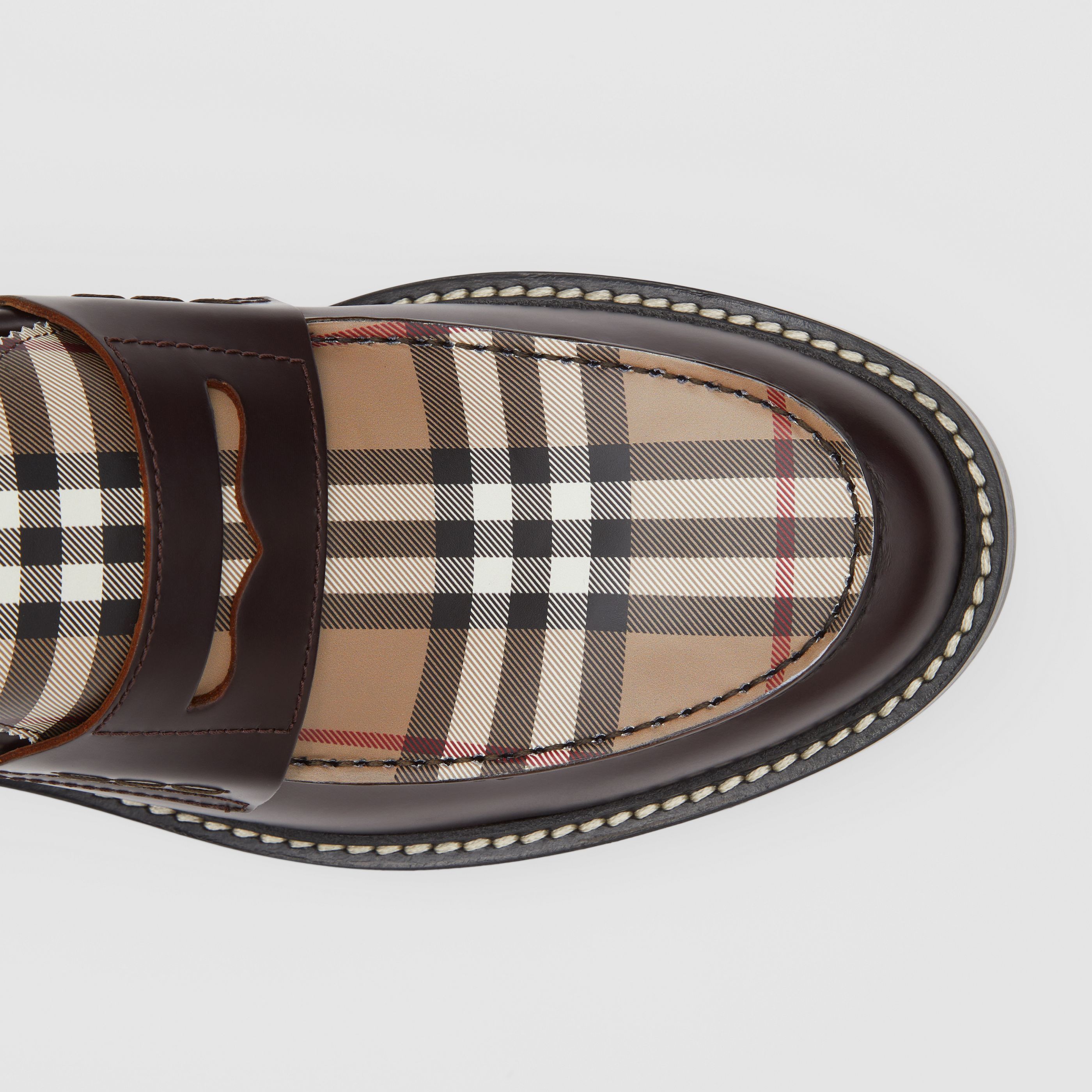 Burberry Vintage Check Panel Leather Loafers In Black
