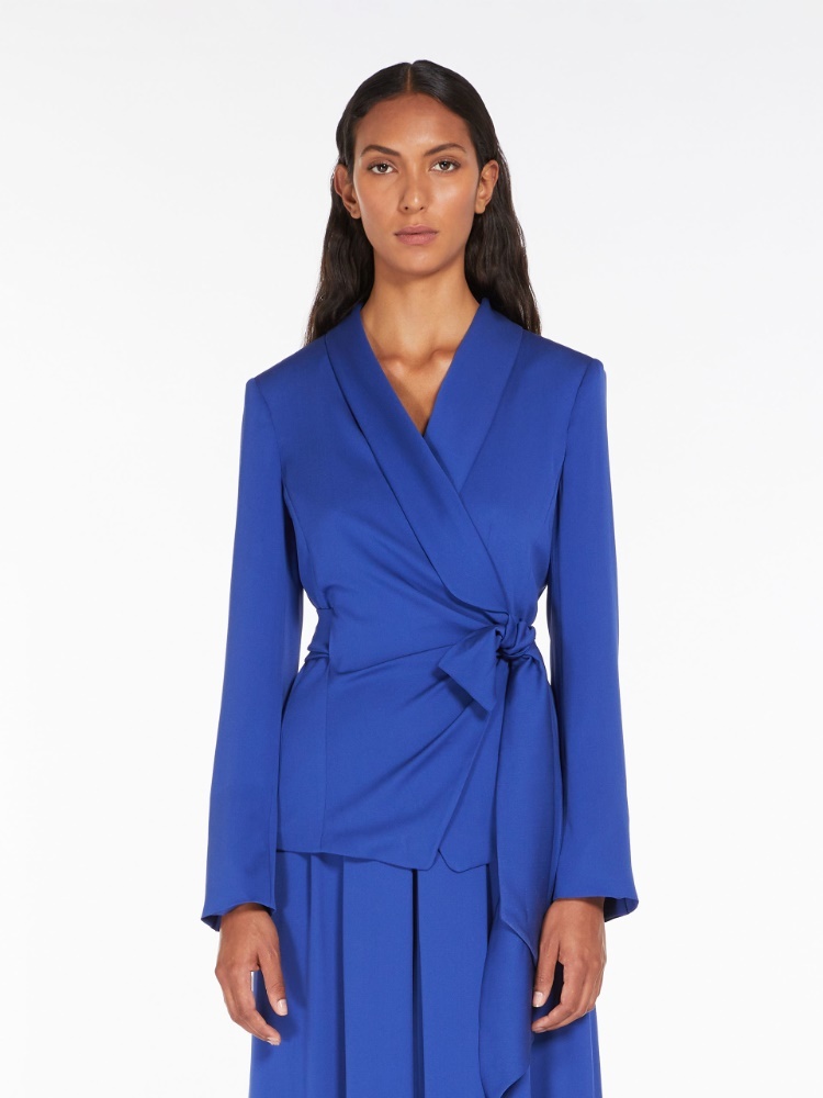 Max Mara Lace Up A Casual Jacket In Blue