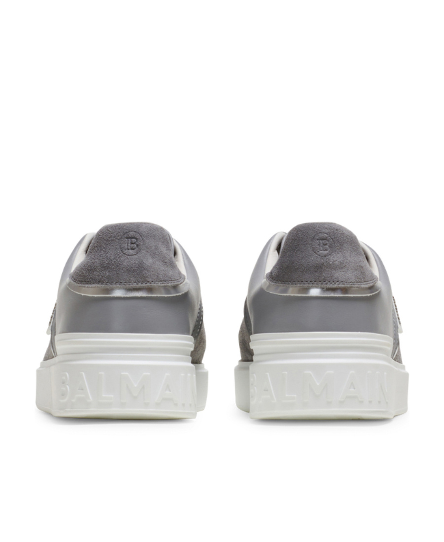 Balmain B-court Leather Sneakers In Gray