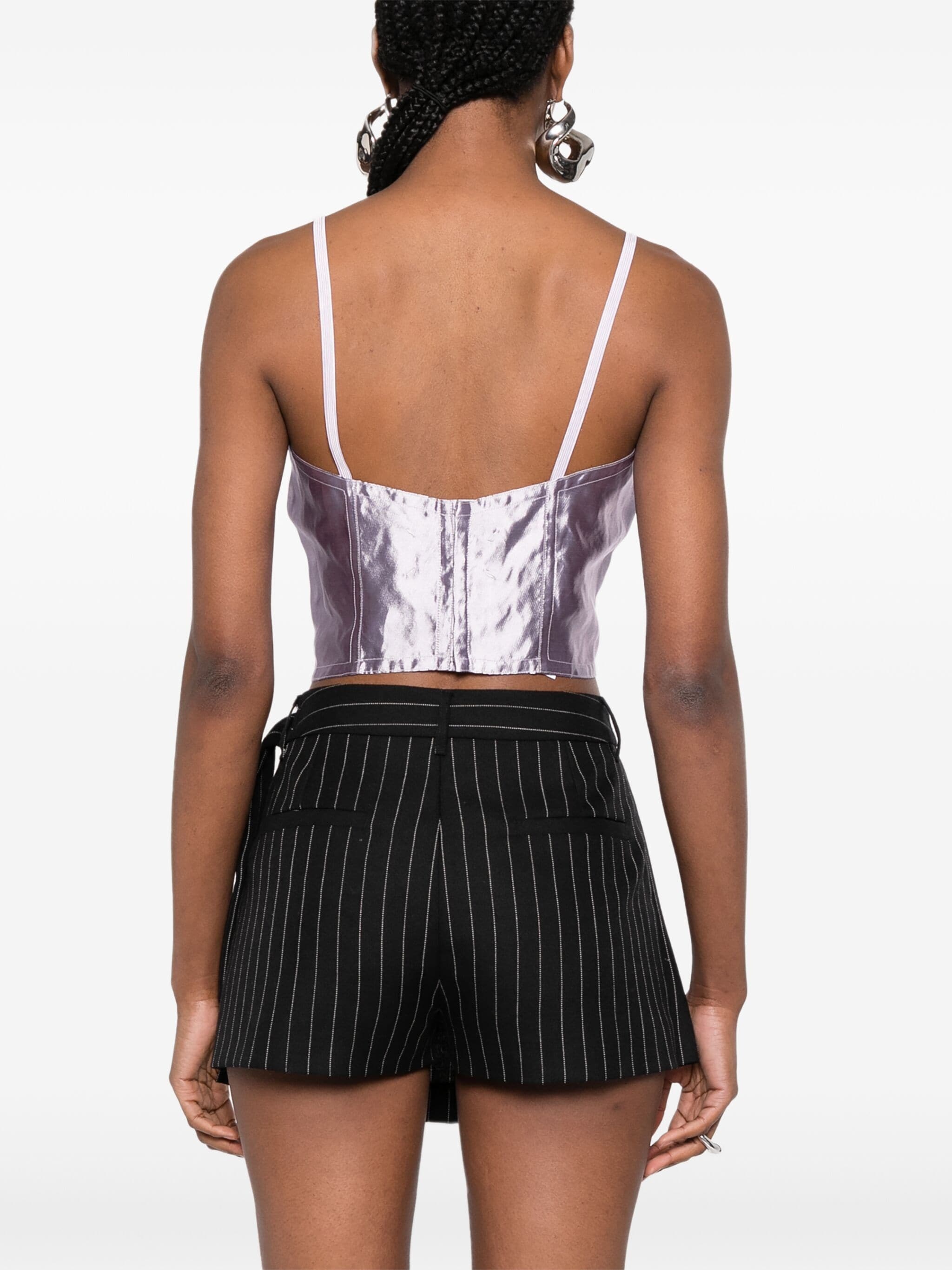 Maison Margiela Metallic Silk Crop Top In Purple