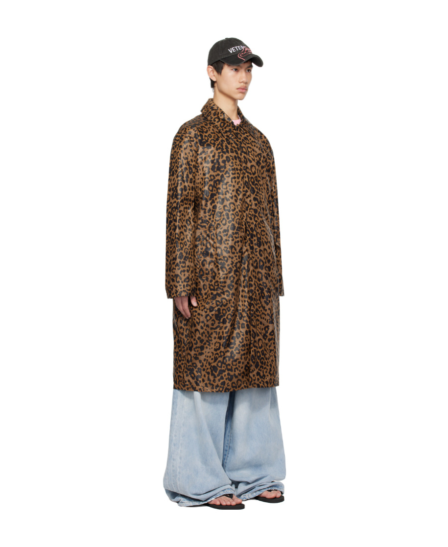 Vetements Leopard Print Coat In Brown