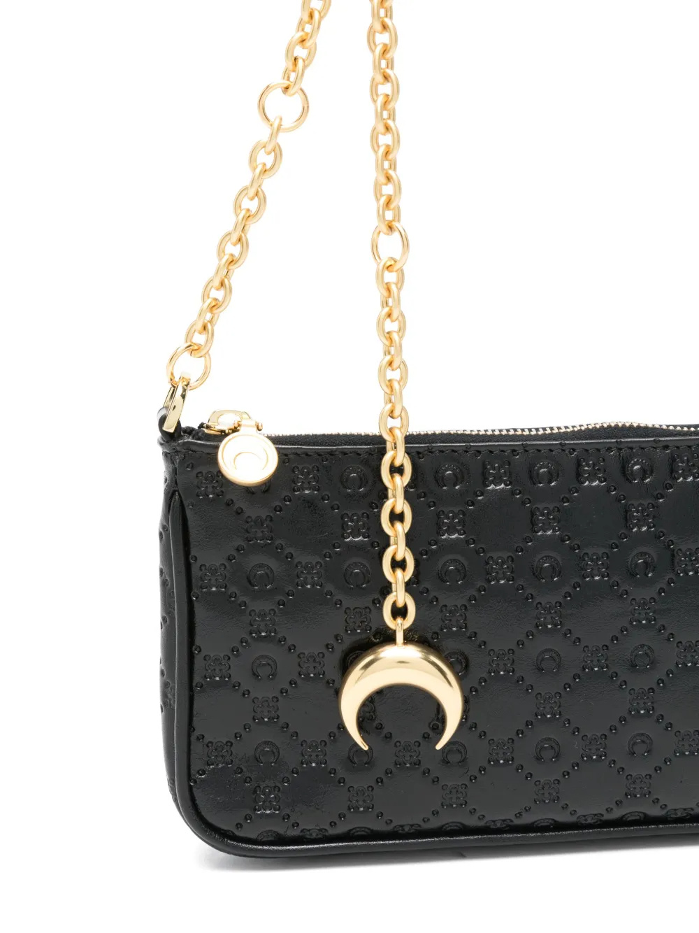 Shop Marine Serre Moonogram-embossed Shoulder Bag In Black