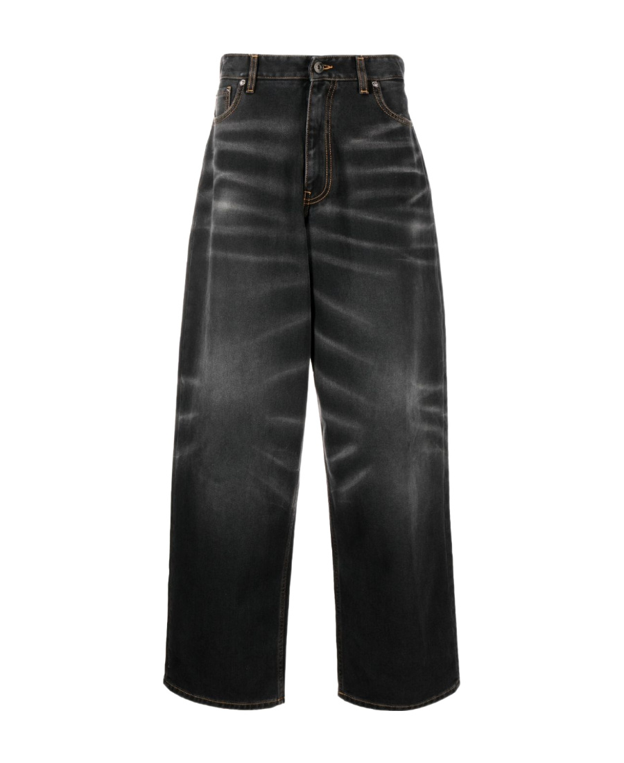 Y/project Washed-effect Wide-leg Jeans In Black