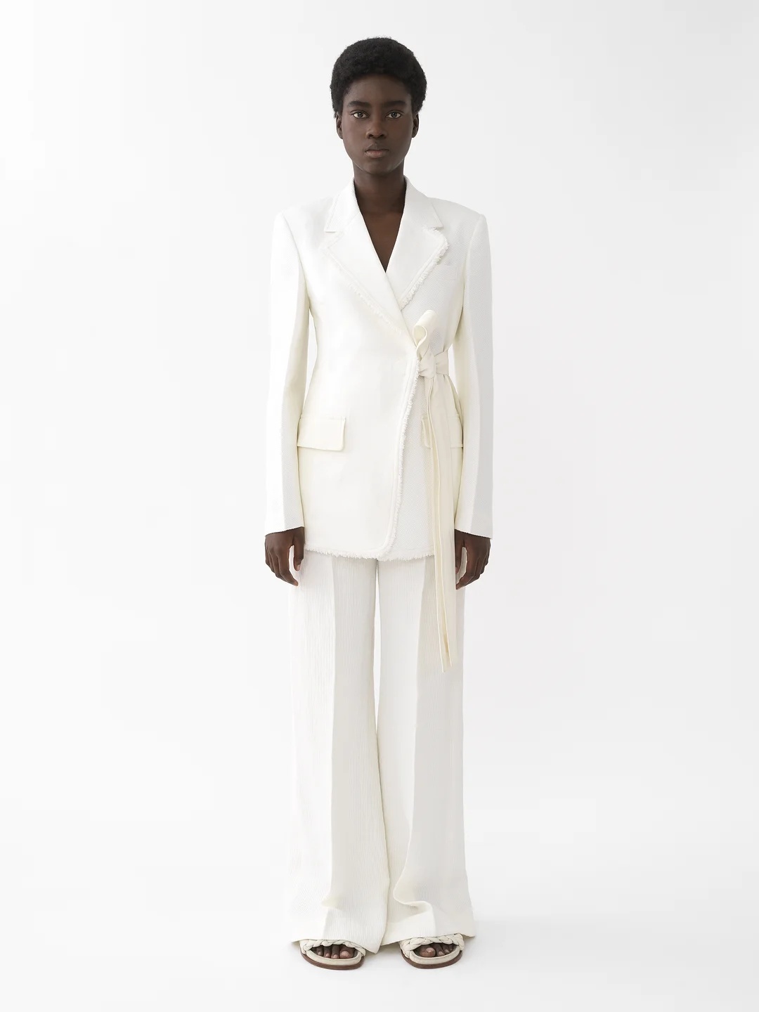 Shop Chloé Wide-legged Casual Pants In White