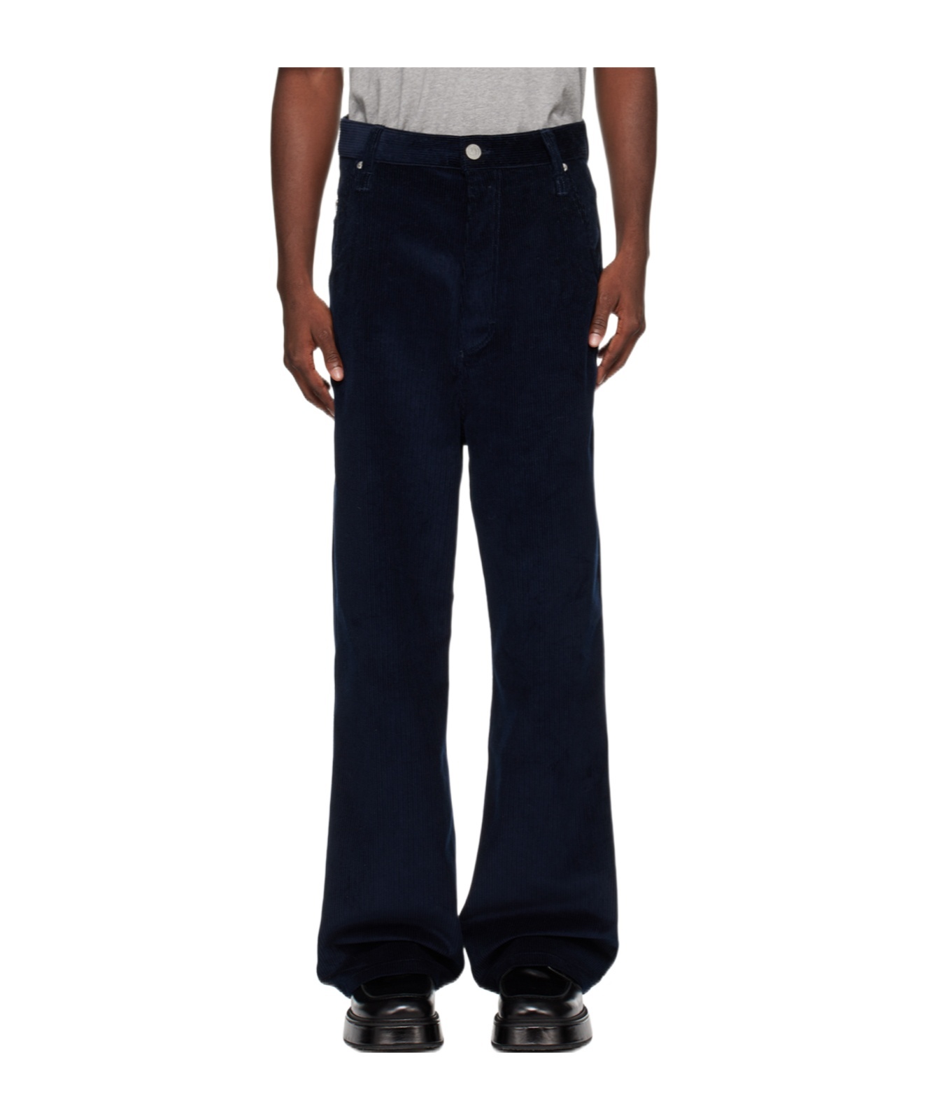 Shop Ami Alexandre Mattiussi Wide-leg Corduroy Trousers In Black