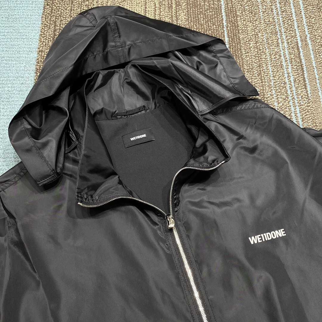 We11 Done Logo-print Hooded Jacket In Black