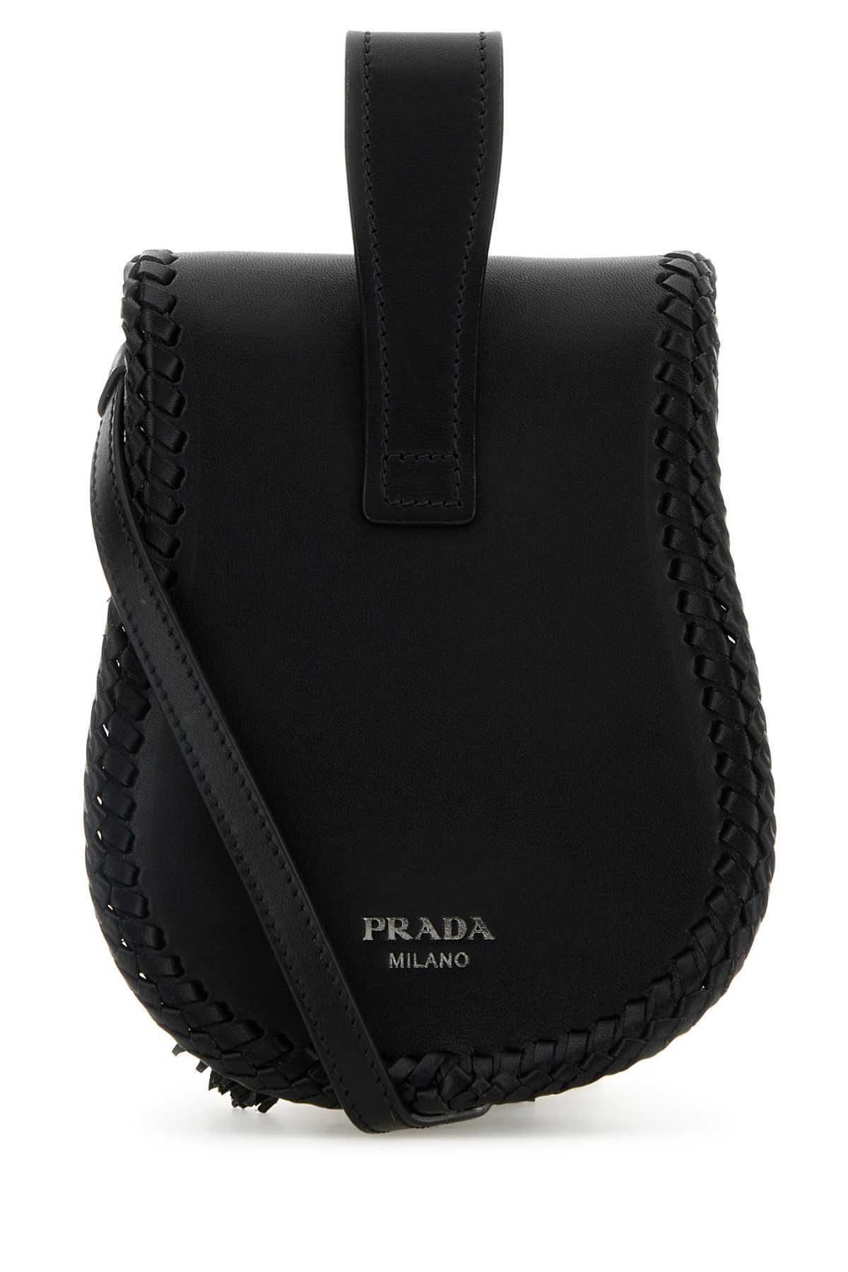 Prada Black Leather Crossbody Bag In Black