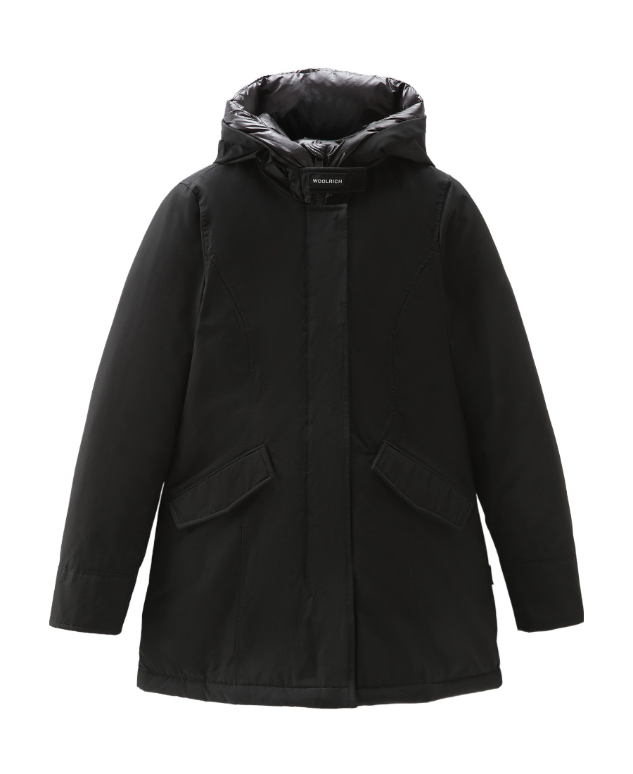 Woolrich Artic Parka Jacket Woman Puffer Midnight Blue Size L Cotton In Black