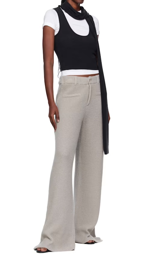 Aya Muse Ribbed Knitted Trousers In Gray