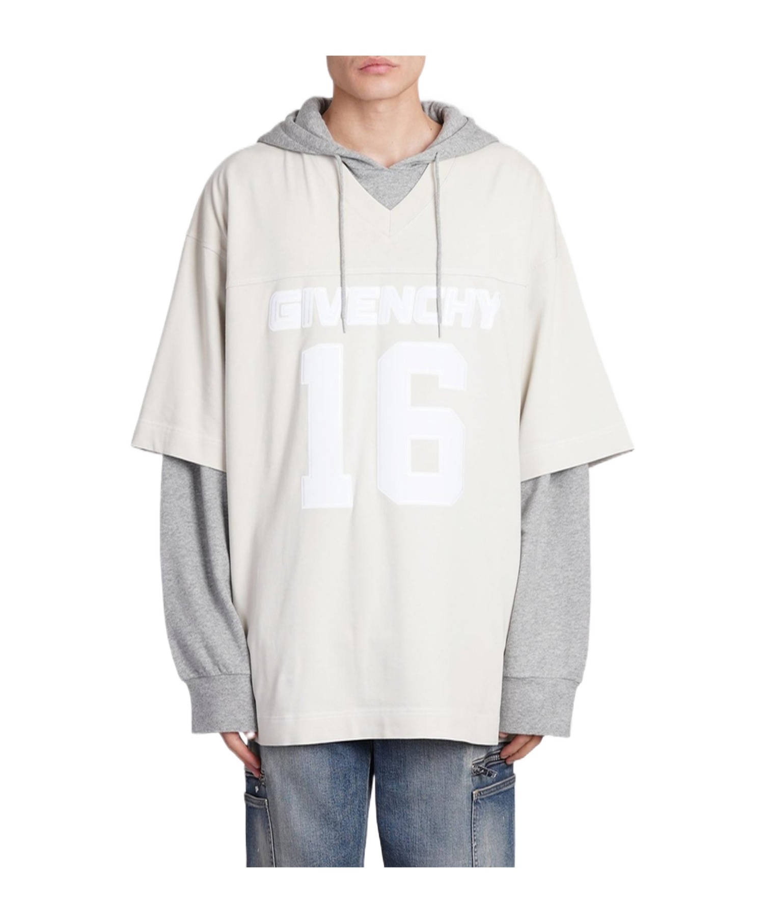 Givenchy Layered Drawstring Hoodie In White