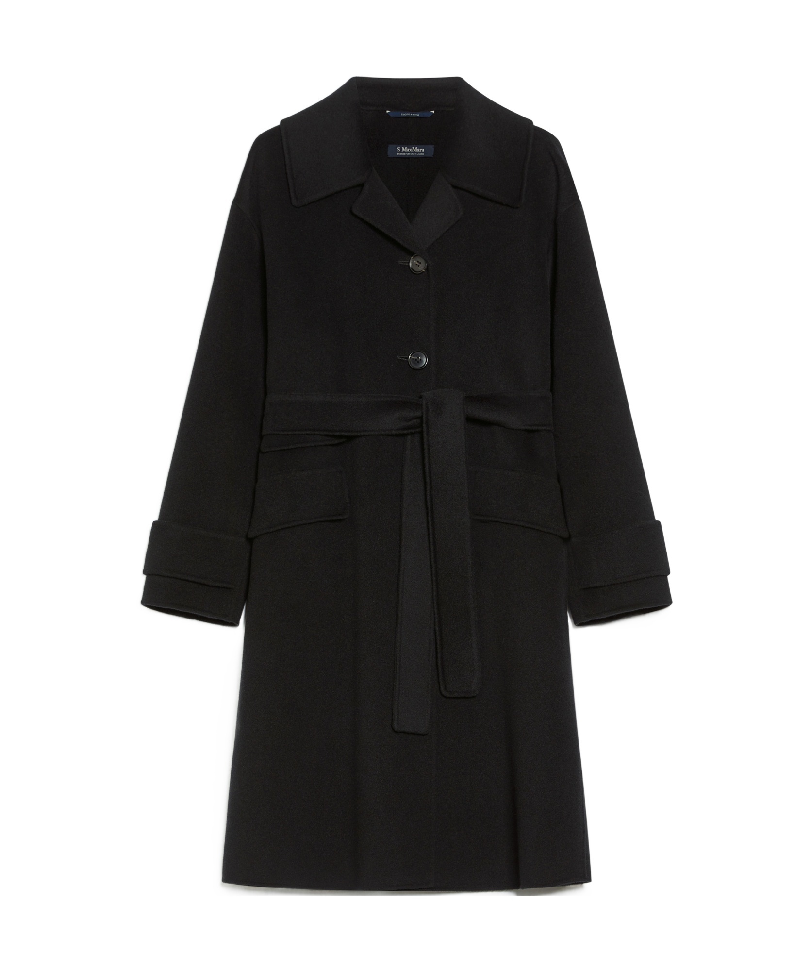 Max Mara Long-sleeved Wool Coat In Black
