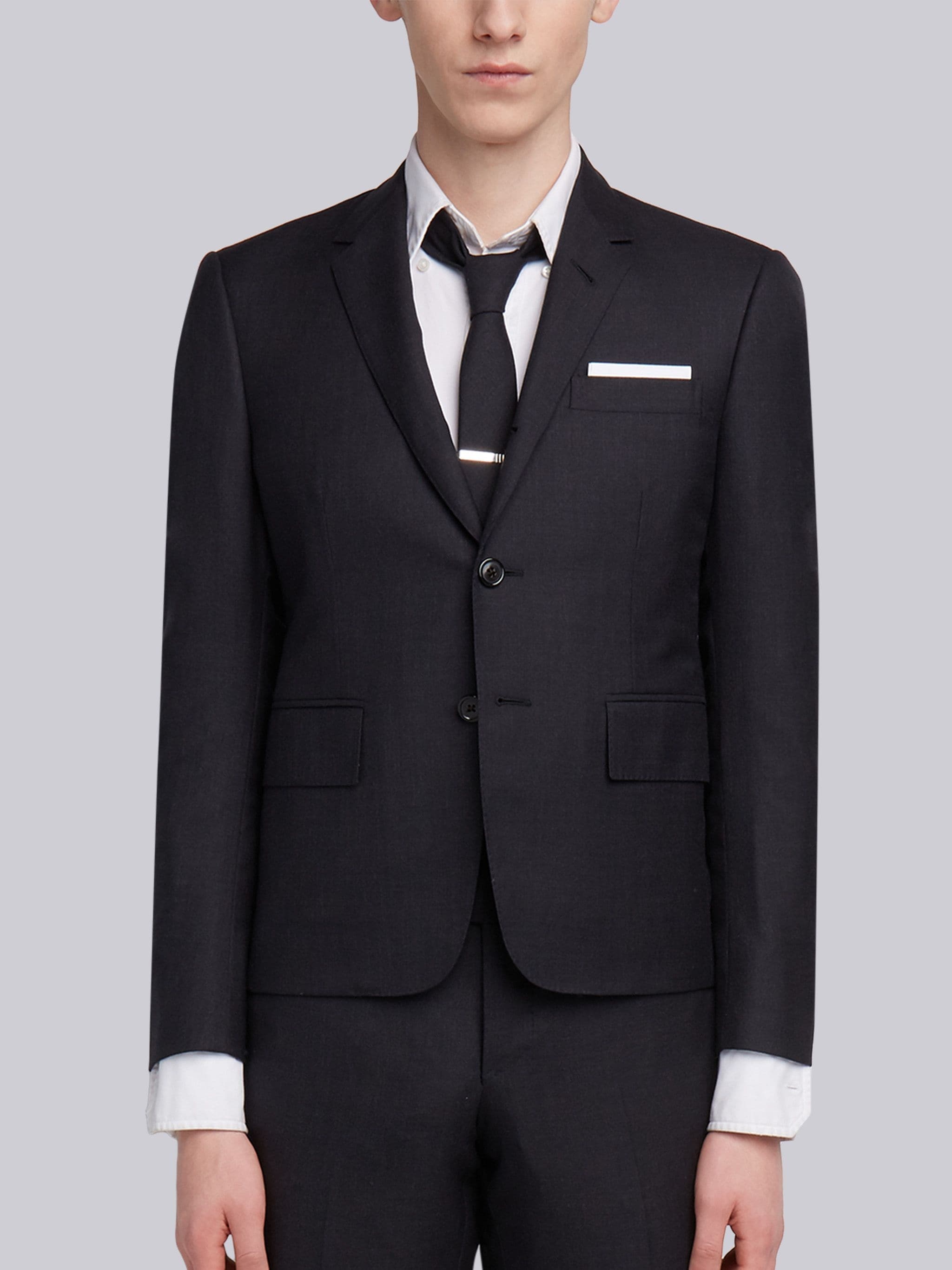 Thom Browne Super 120s Twill Suit With Tie In Black