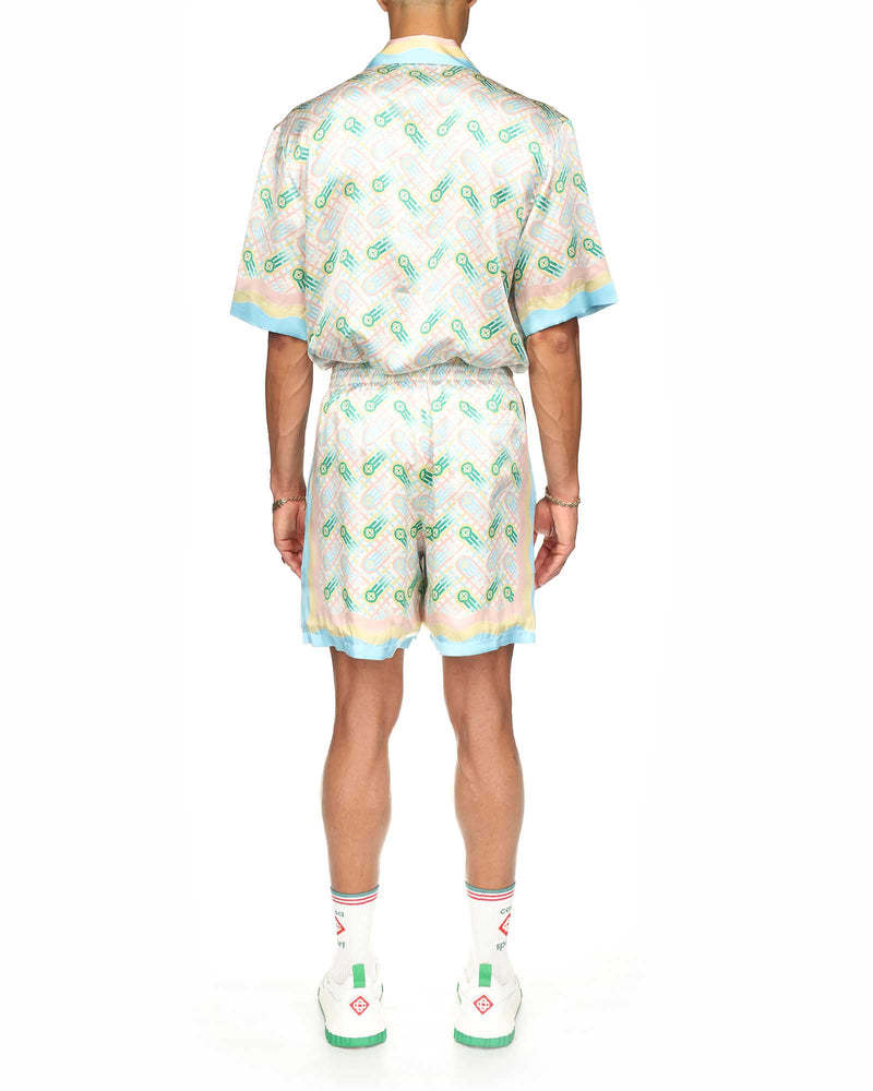 Casablanca Ping Pong Silk Shorts In Multicolor