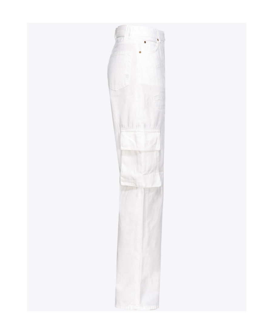 Pinko High-rise Straight-leg Cargo Jeans In White