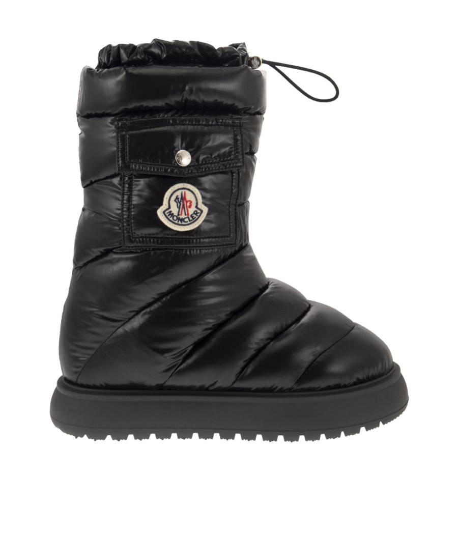 Shop Moncler Logo Motif Patch Puffer Boots In Black