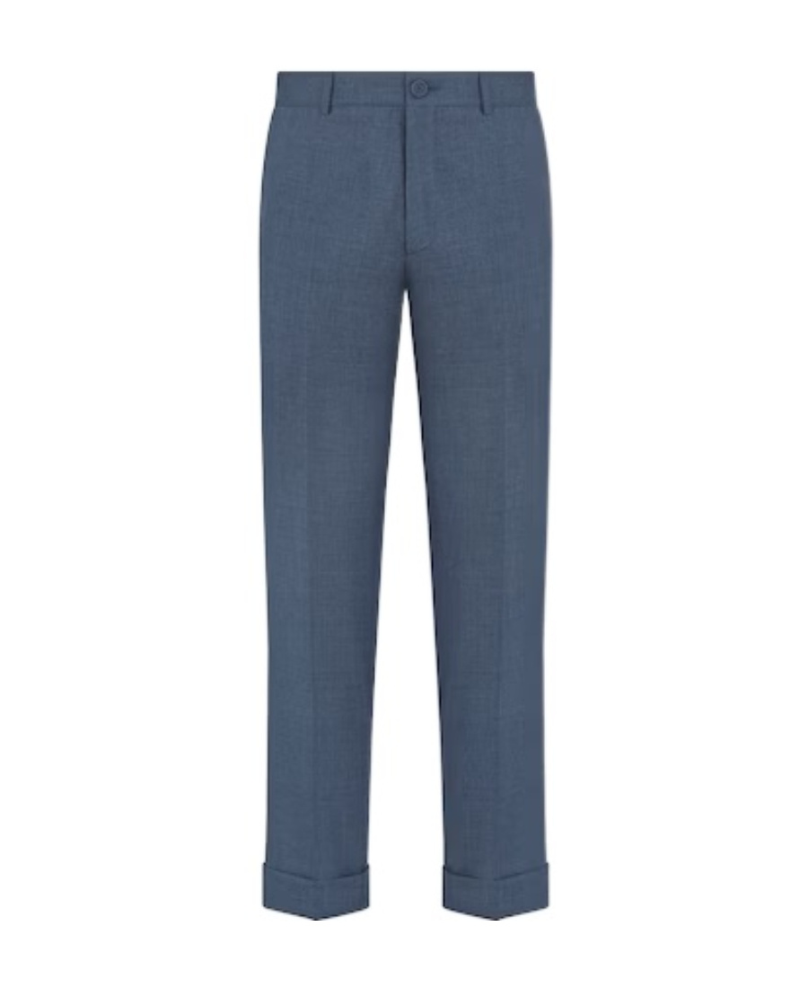 Dior Flanged Wool Casual Trousers In Blue