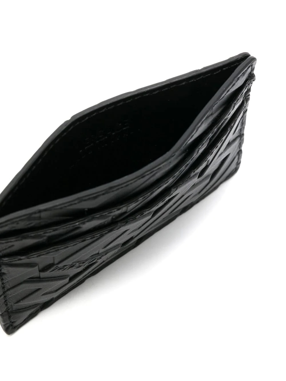 Versace Logo Embossed Card Holder In Black