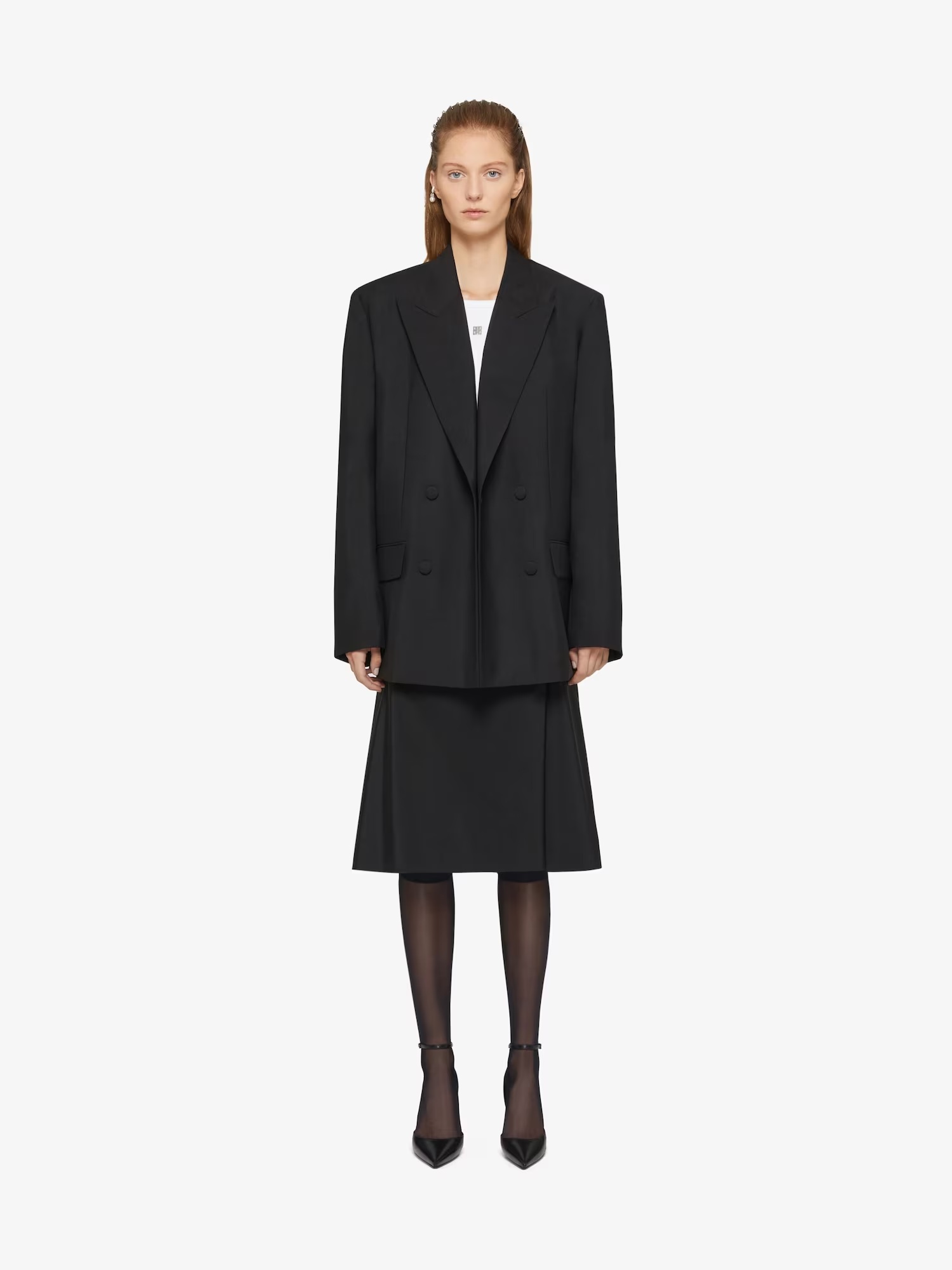 Givenchy Double-breasted Wool-blend Blazer In Black